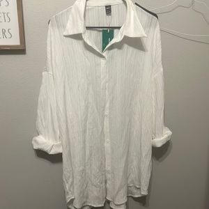 Shein white linen cover up/dress